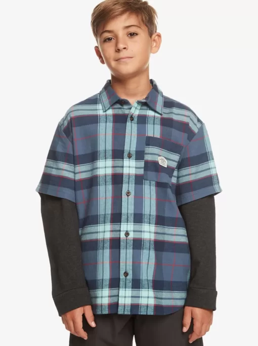 Boys Quiksilver Shirts | Boy'S 8-16 Check This Up Oversized Long Sleeve Shirt