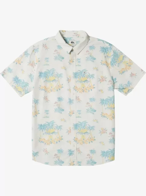 Boys Quiksilver Shirts | Boy'S 8-16 Palm Spritz Short Sleeve Woven Shirt