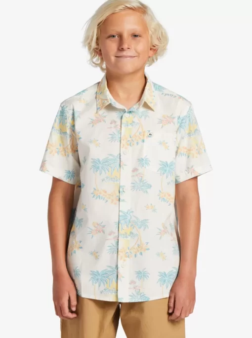 Boys Quiksilver Shirts | Boy'S 8-16 Palm Spritz Short Sleeve Woven Shirt