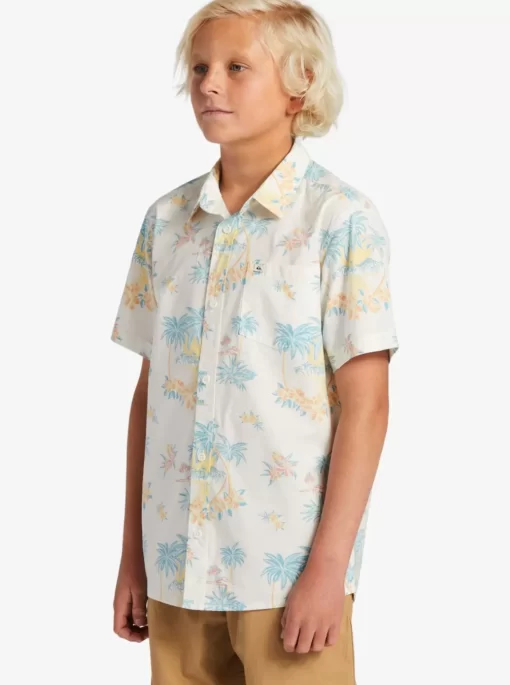 Boys Quiksilver Shirts | Boy'S 8-16 Palm Spritz Short Sleeve Woven Shirt