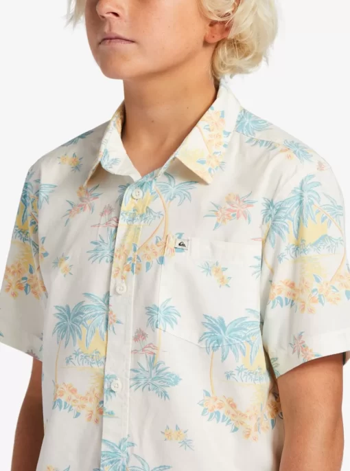 Boys Quiksilver Shirts | Boy'S 8-16 Palm Spritz Short Sleeve Woven Shirt