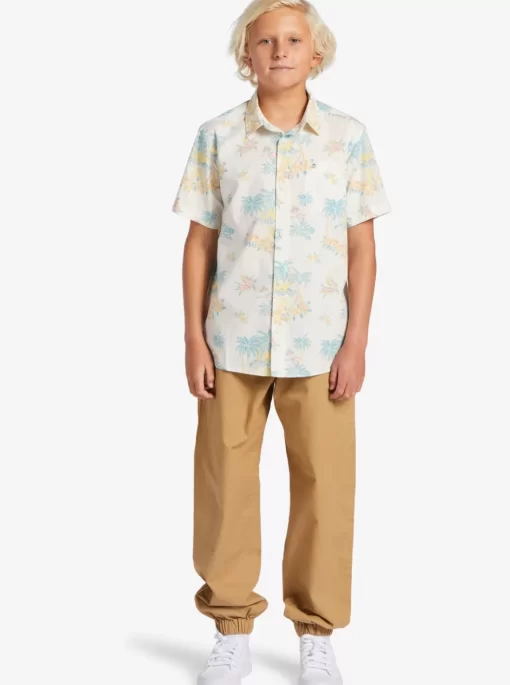 Boys Quiksilver Shirts | Boy'S 8-16 Palm Spritz Short Sleeve Woven Shirt