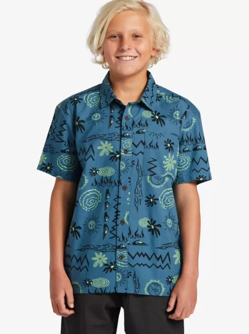 Boys Quiksilver Shirts | Boy'S 8-16 Radical Times Short Sleeve Woven Shirt