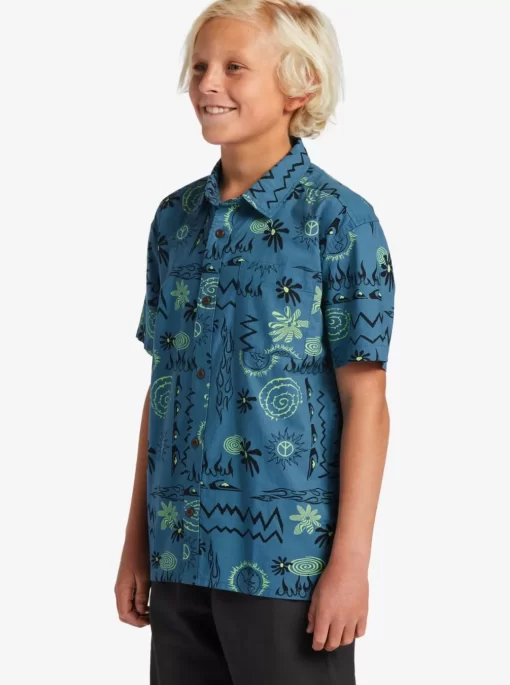 Boys Quiksilver Shirts | Boy'S 8-16 Radical Times Short Sleeve Woven Shirt