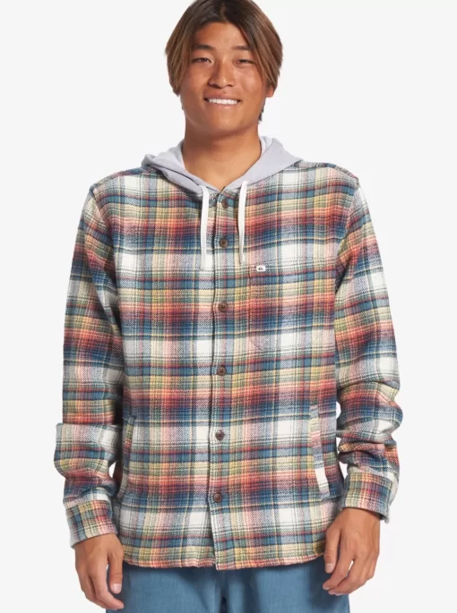 Mens Quiksilver Shirts & Polos | Briggs Hooded Flannel Long Sleeve Top