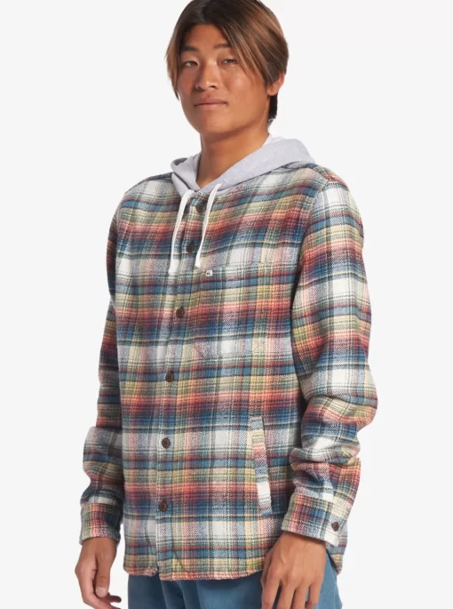 Mens Quiksilver Shirts & Polos | Briggs Hooded Flannel Long Sleeve Top