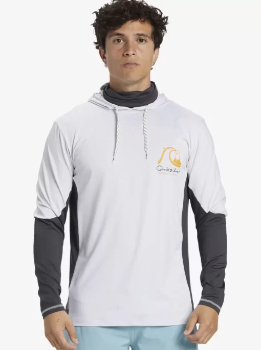 Mens Quiksilver Rashguards | Waterman Angler Hooded Upf 50 Long Sleeve Surf Tee