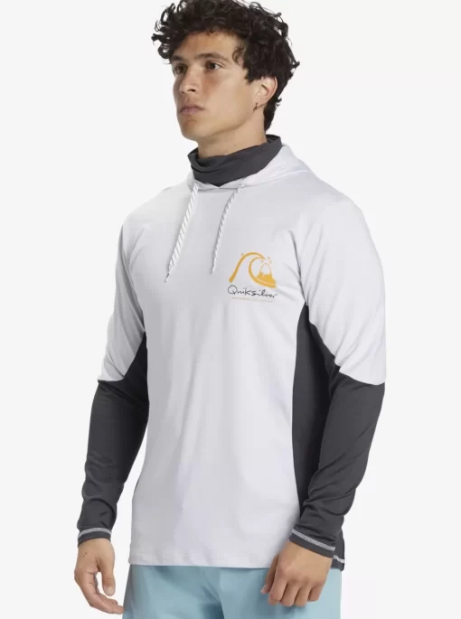 Mens Quiksilver Rashguards | Waterman Angler Hooded Upf 50 Long Sleeve Surf Tee